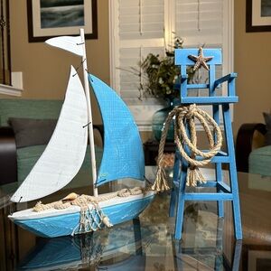 Blue and‎ White Coastal Nautical Decor Set